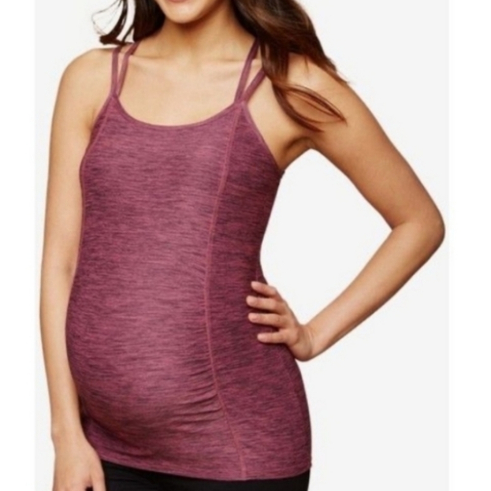 Motherhood Maternity Maroon Space Dye Active Tank Top Sz M